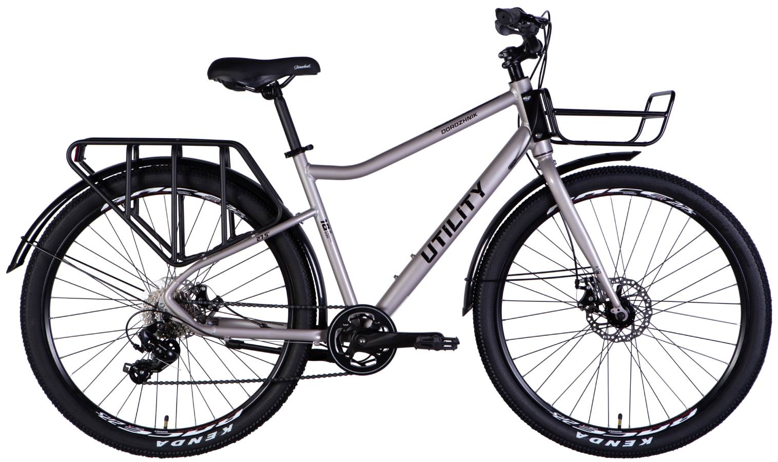 Велосипед Dorozhnik UTILITY DD CS 27.5", размер M, рама 18,5", 2025, серый  